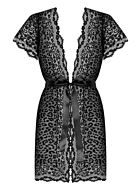 Romantic robe, satin bow, lace edge, short sleeves, leopard (pattern)